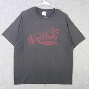 Vintage Key West Shirt Mens Large Black Paradise Florida Palm Tree Hanes 90s Tee